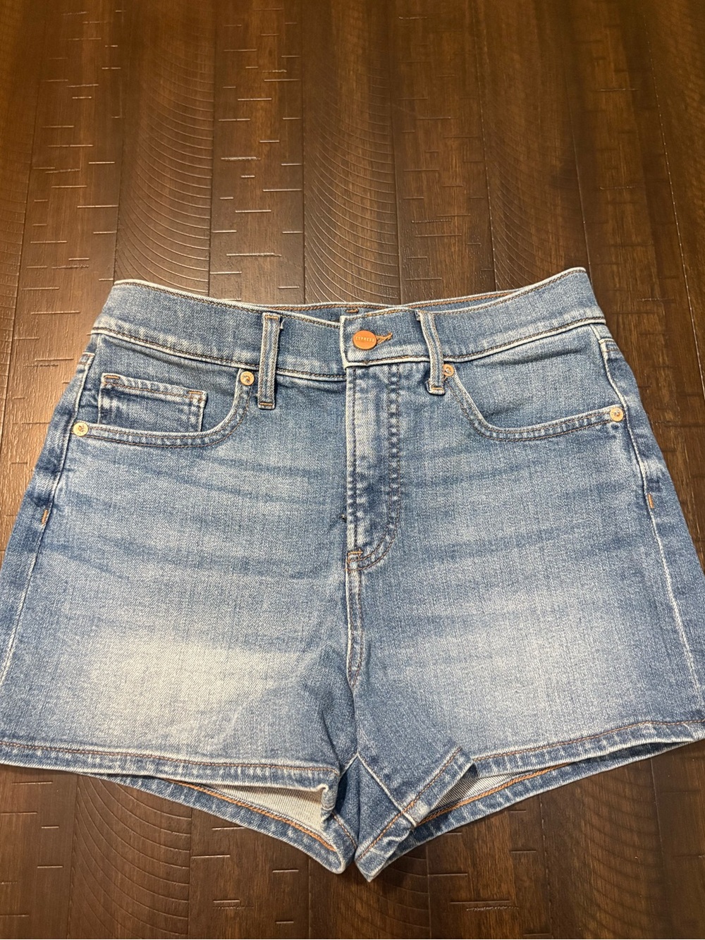 Express Light Blue High-Rise Denim Shorts